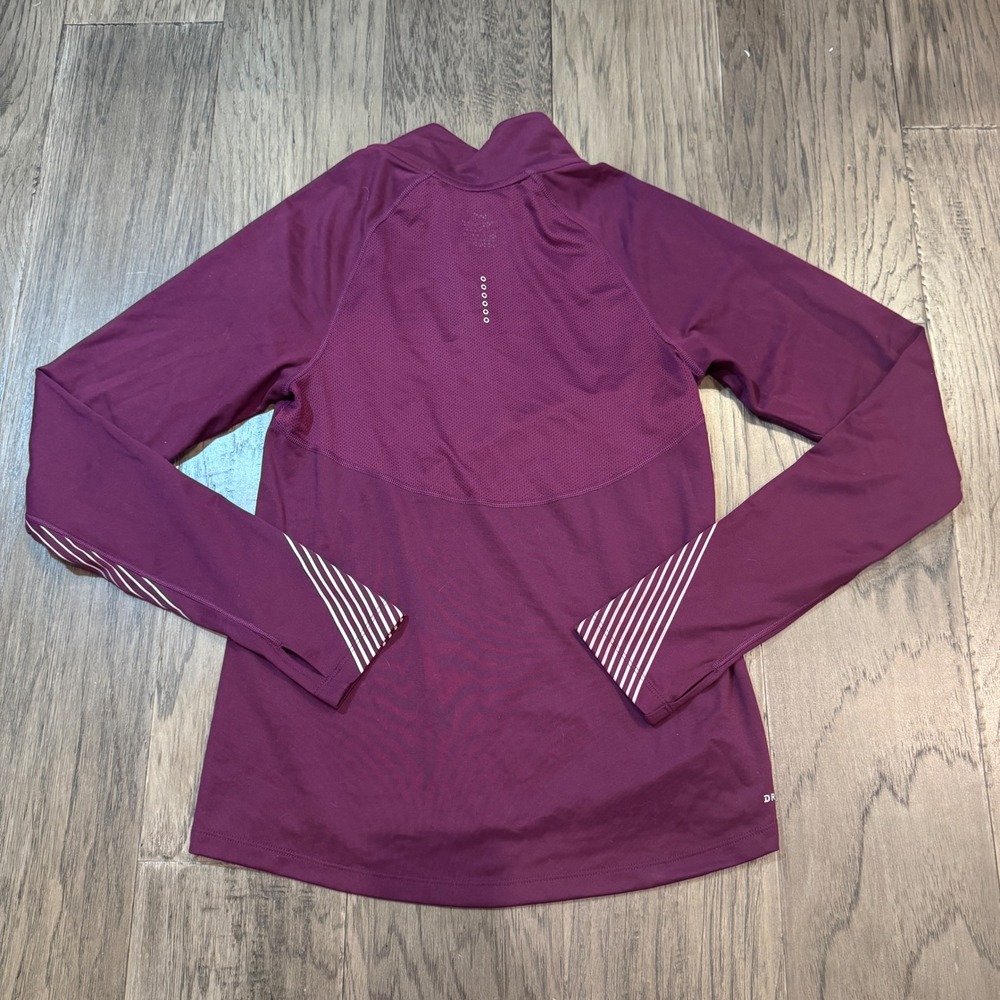 Nike Dri-Fit Running Top XS Womens Quarter Zip Pullover Plum Long Sleeve - Picture 7 of 9